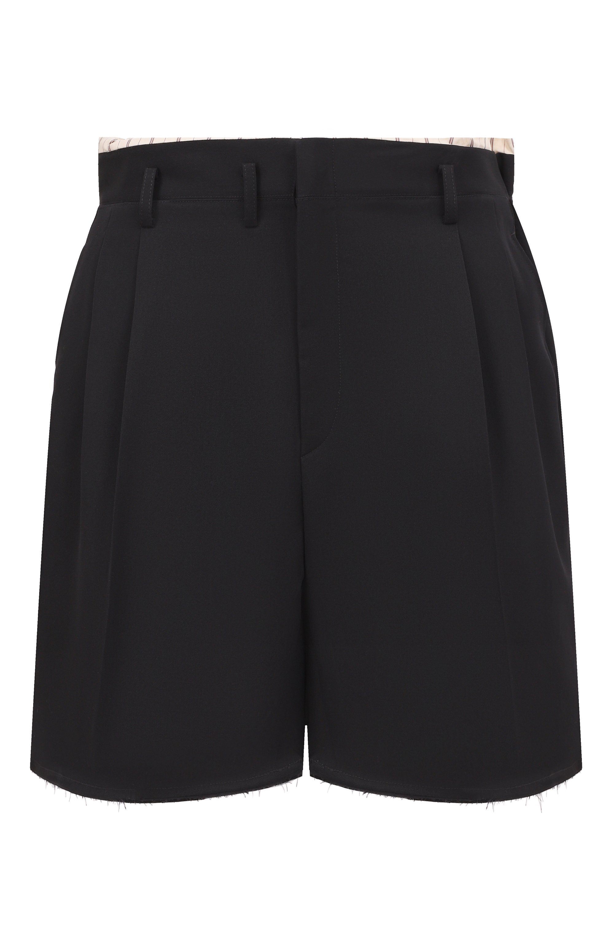 Шерстяные шорты MAISON MARGIELA черного цвета по цене 119500 руб., арт. S50MU0093/M35693, фото 1 Шерстяные шорты MAISON MARGIELA, арт. S50MU0093/M35693, фото 1