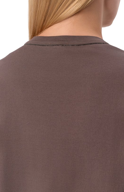 Хлопковая футболка Brunello Cucinelli M0T81BI100 Коричневый  M0T81BI100 Фото 5