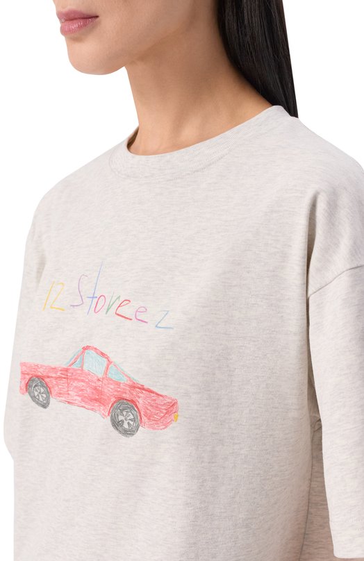 Хлопковая футболка 12 STOREEZ 136680 Серый  136680 Фото 5