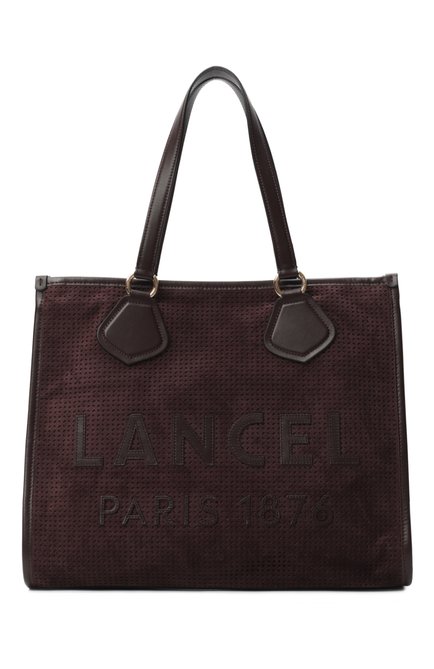 Женская сумка-тоут LANCEL темно-коричневого цвета, арт. A13207 | Фото 1 (Размер: large; Материал: Натуральная кожа; Материал �сплава: Проставлено; Драгоценные камни: Проставлено)