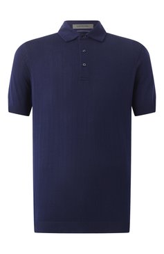 Мужское хлопковое поло CORNELIANI темно-синего цвета, арт. 25G521-2525007 | Фото 1 (Рукава: Короткие; Материал внешний: Хлопок; Длина (для топов): Стандартные; Застежка: Пуговицы; Кросс-КТ: Трикотаж; Принт: Без принта; Стили: Кэжуэл)