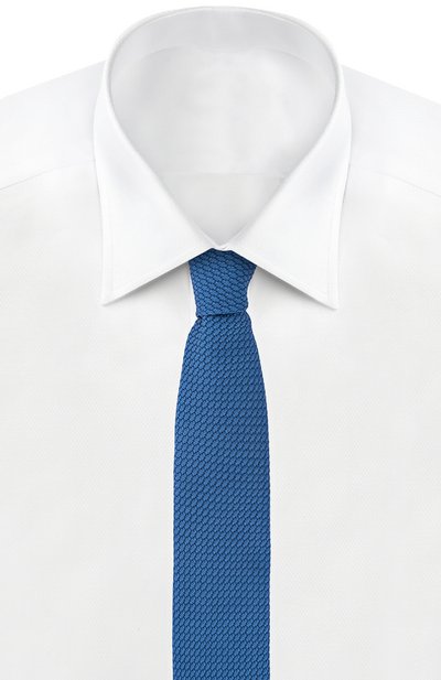 Шелковый вязаный галстук LANVIN синего цвета по цене 13250 руб., арт. 1208, фото 2 Шелковый вязаный галстук LANVIN, арт. 1208, фото 2