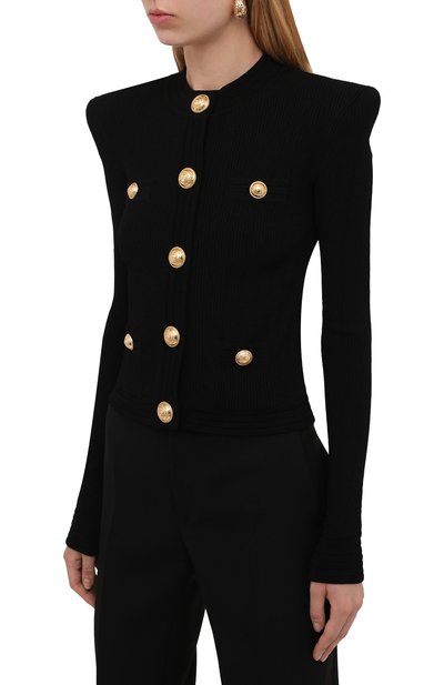 Кардиган из вискозы BALMAIN черного цвета по цене 154500 руб., арт. WF1KL005/K211, фото 3 Кардиган из вискозы BALMAIN, арт. WF1KL005/K211, фото 3