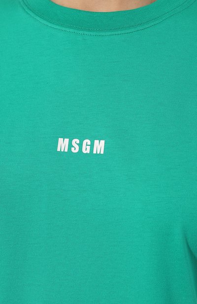 Хлопковая футболка MSGM зеленого цвета по цене 12300 руб., арт. 3541MDM500/237798, фото 5 Хлопковая футболка MSGM, арт. 3541MDM500/237798, фото 5
