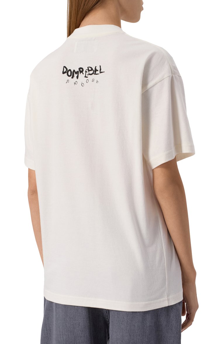 Женская хлопковая футболка DOMREBEL белого цвета, арт. B0RED/T-SHIRT | Фото 4 (Рукава: Короткие; Длина (для топов): Стандартные; Материал внешний: Хлопок; Принт: С принтом; Стили: Кэжуэл; Женское Кросс-КТ: Футболка-одежда)