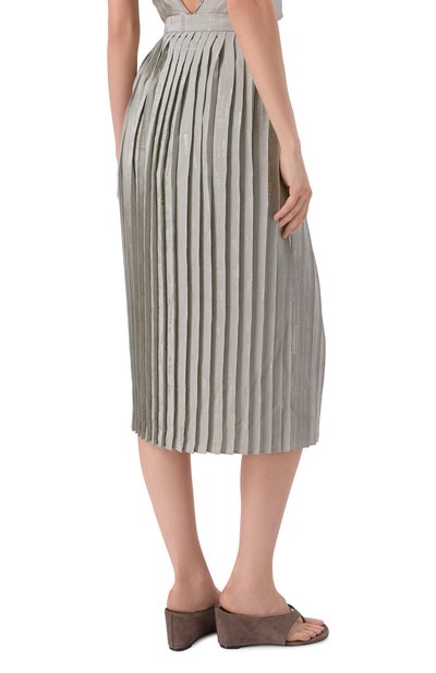 Плиссированная юбка MM6 серого цвета по цене 78900 руб., арт. S52MA0199/M35737, фото 4 Плиссированная юбка MM6, арт. S52MA0199/M35737, фото 4