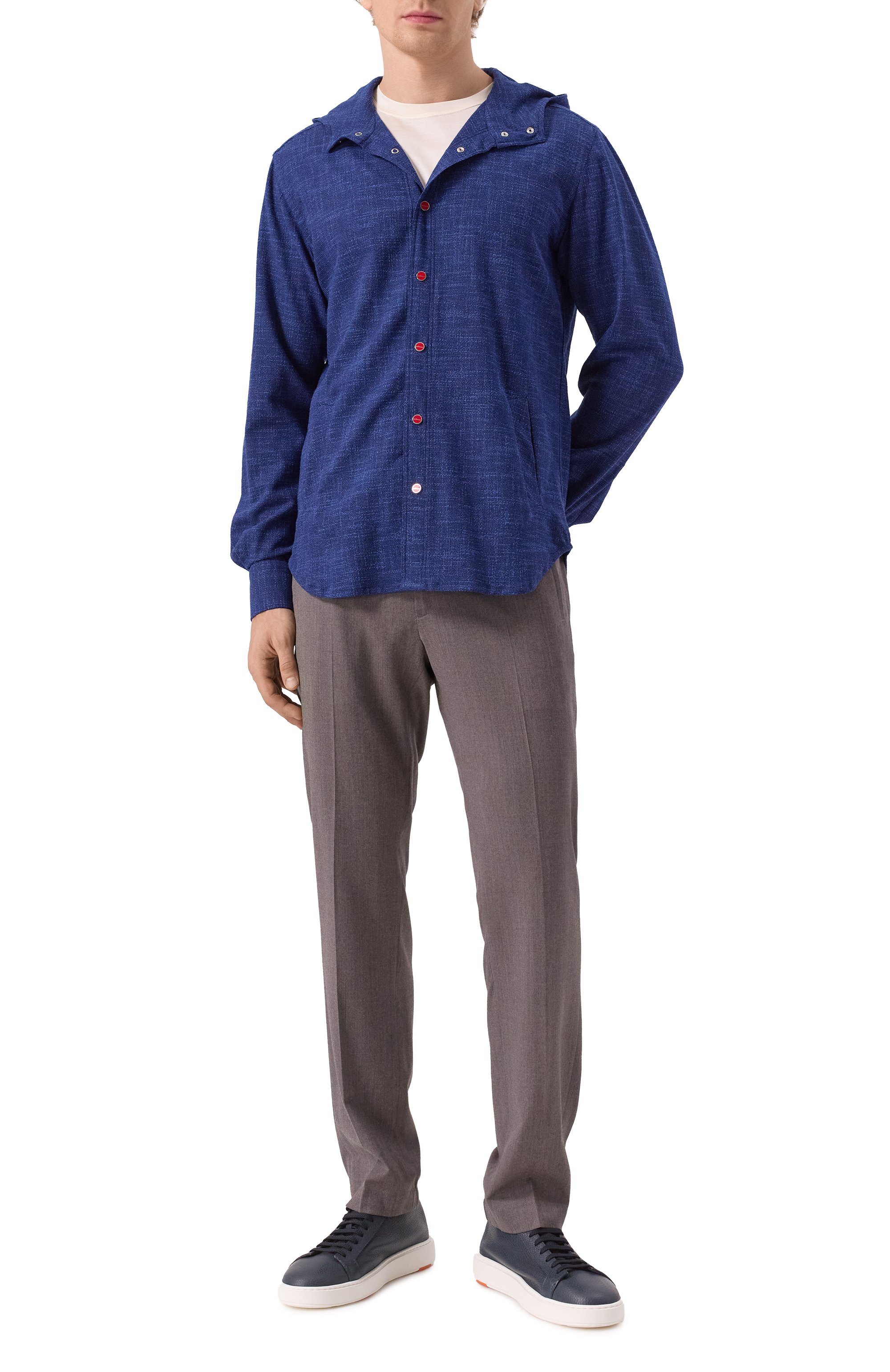 Рубашка из шерсти и шелка KITON синего цвета по цене 149000 руб., арт. UMCMARK0615E03, фото 2 Рубашка из шерсти и шелка KITON, арт. UMCMARK0615E03, фото 2