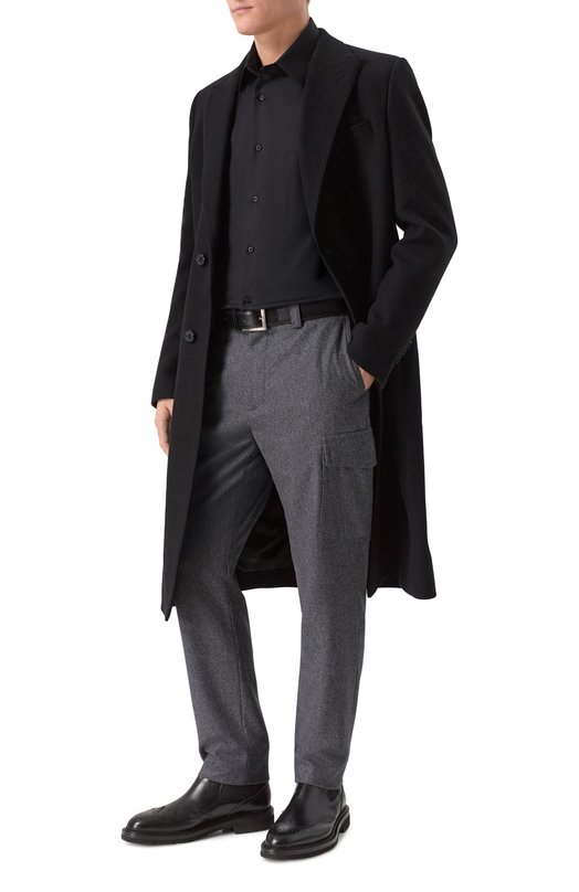 Хлопковая сорочка Brunello Cucinelli MW6040621 Чёрный  MW6040621 Фото 2