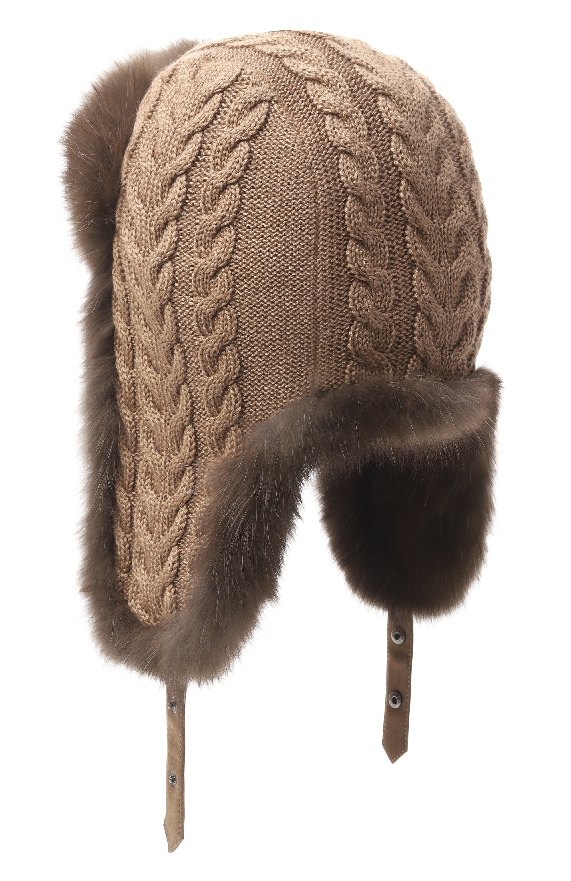 Кашемировая шапка-ушанка с мехом соболя BLACK SABLE, арт. BS-FHK-G, фото 2