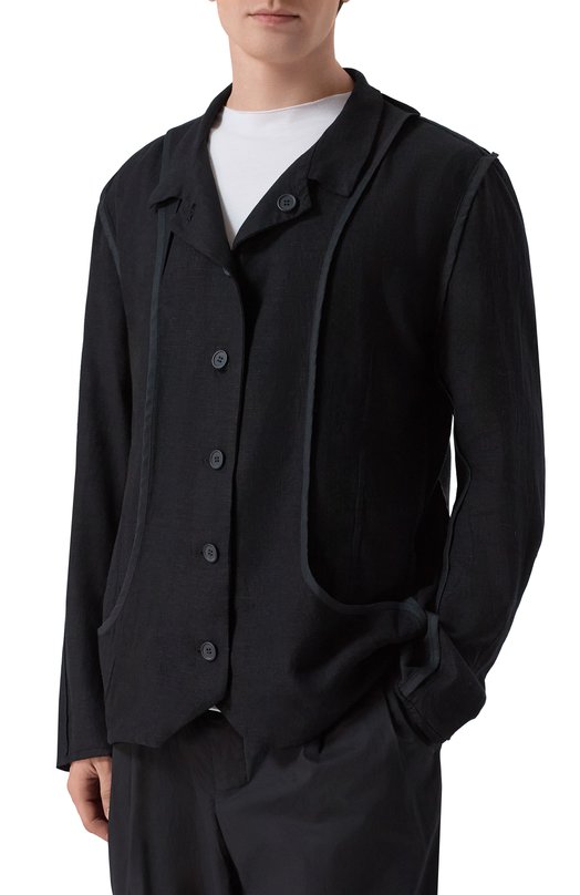 Двусторонний пиджак из вискозы и льна 139Dec SUT617-BK Чёрный  SUT617-BK Фото 6