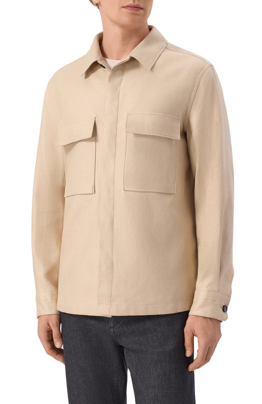 Льняная рубашка Zegna S0T10B/UFV60A9 Бежевый  S0T10B/UFV60A9 Фото 3