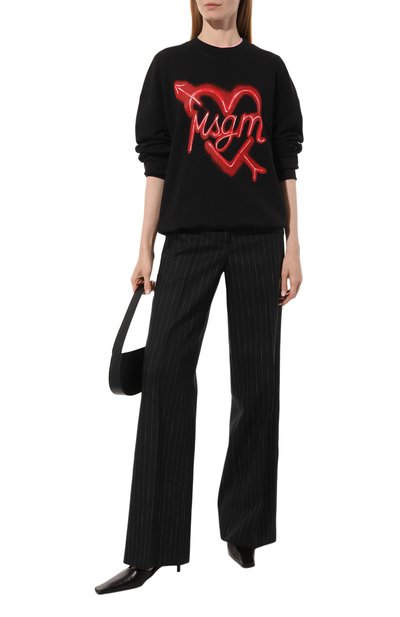 Хлопковый свитшот MSGM черного цвета по цене 27300 руб., арт. 3541MDM144/237799, фото 2 Хлопковый свитшот MSGM, арт. 3541MDM144/237799, фото 2