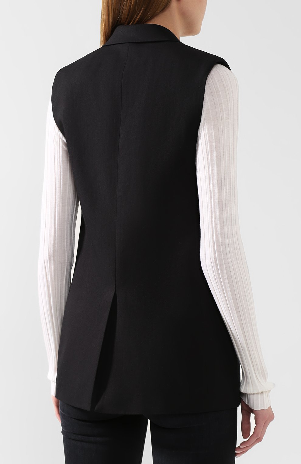 Жилет из смеси хлопка и льна HELMUT LANG черного цвета по цене 57000 руб., арт. J10HW103, фото 4 Жилет из смеси хлопка и льна HELMUT LANG, арт. J10HW103, фото 4