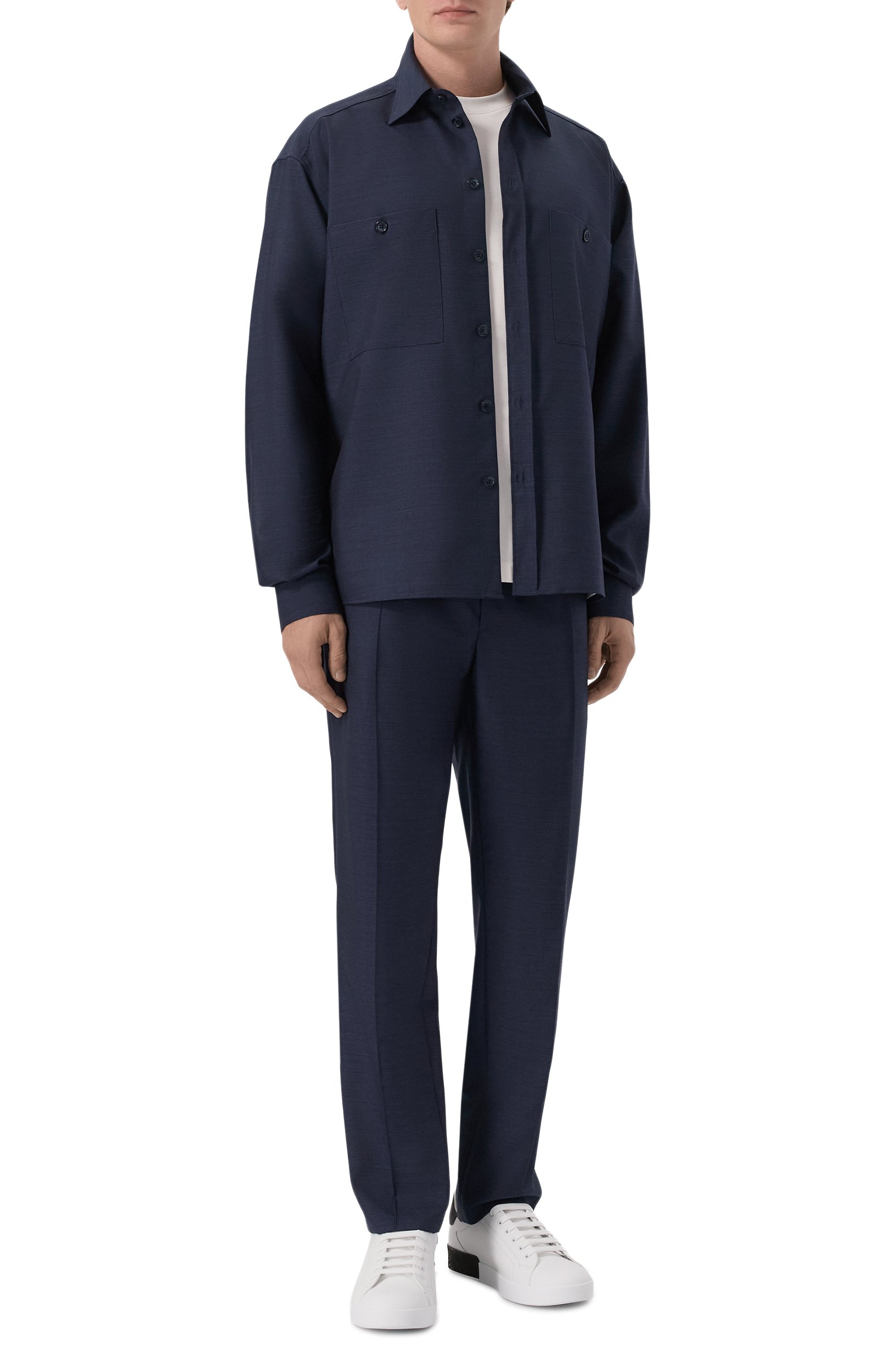 Шерстяная рубашка DOLCE & GABBANA темно-синего цвета по цене 125500 руб., арт. G5PE5T/HU2CT, фото 2 Шерстяная рубашка DOLCE & GABBANA, арт. G5PE5T/HU2CT, фото 2