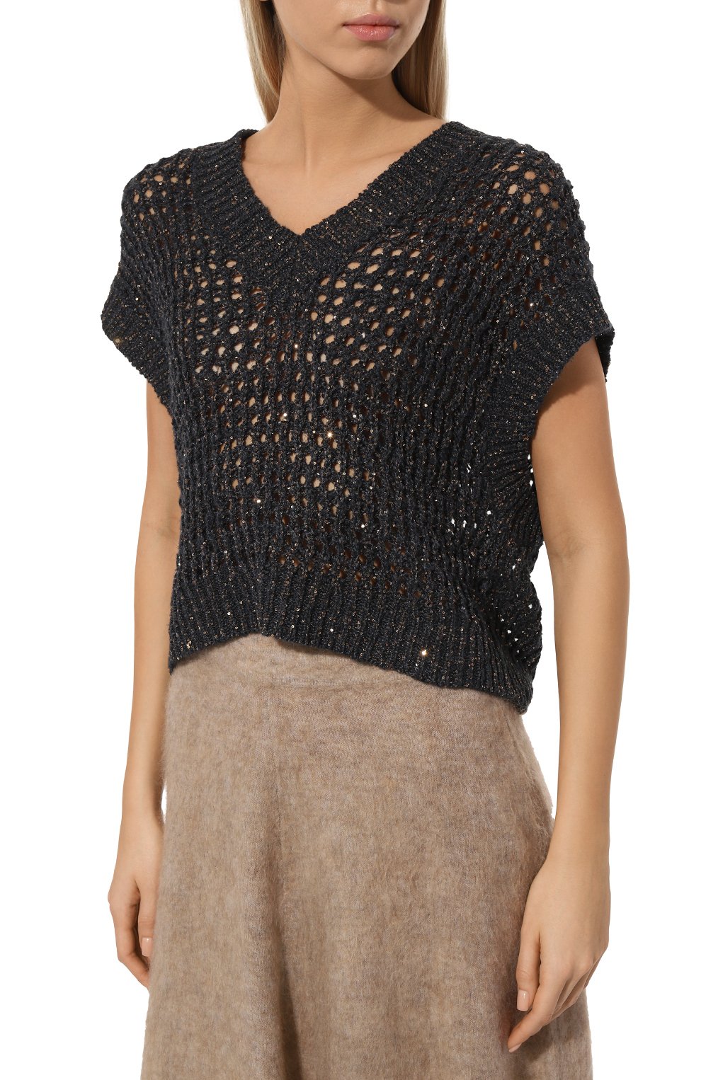 Жилет из шелка и льна BRUNELLO CUCINELLI, арт. MEA360402P, фото 3