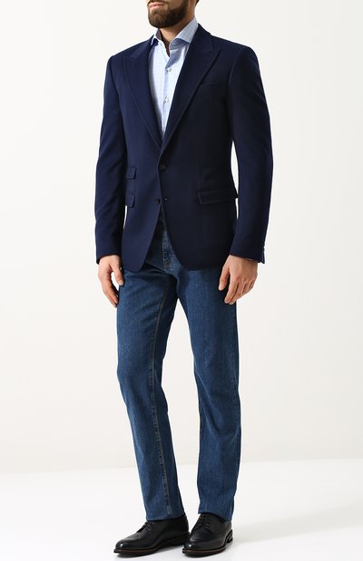 Хлопковая рубашка с воротником акула ANDREA CAMPAGNA, арт. 6-2050, фото 2