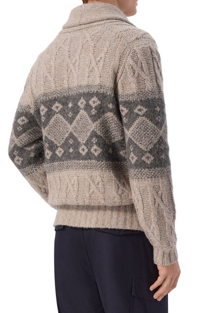 Кардиган из шерсти и шелка BRUNELLO CUCINELLI бежевого цвета по цене 793000 руб., арт. MNX302516, фото 4 Кардиган из шерсти и шелка BRUNELLO CUCINELLI, арт. MNX302516, фото 4