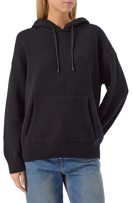 Худи из шерсти и кашемира MSGM 3940MM205/257596 Чёрный  3940MM205/257596 Фото 3