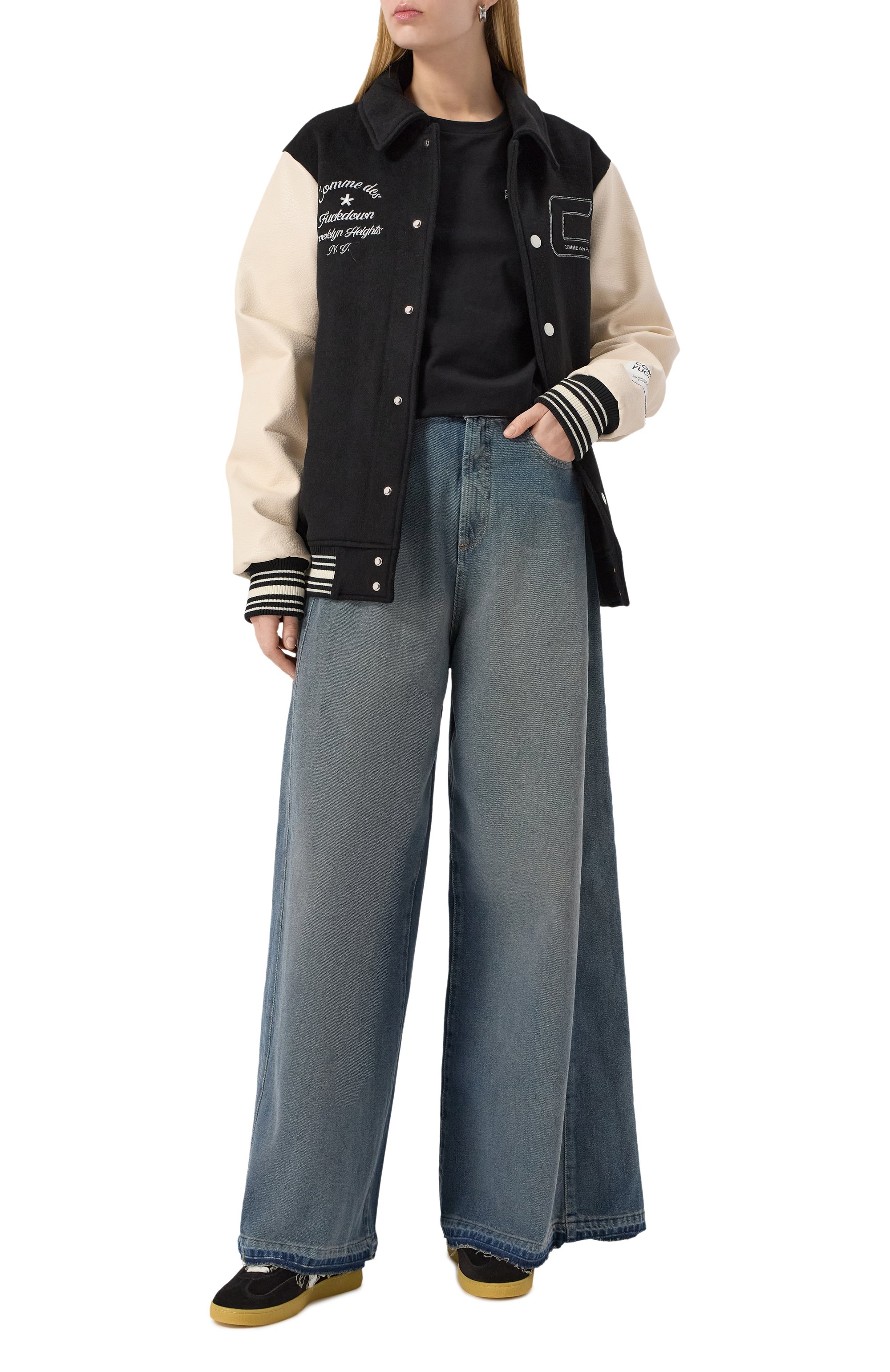 Бомбер COMME DES FUCKDOWN черного цвета по цене 39950 руб., арт. CFABM01304, фото 2 Бомбер COMME DES FUCKDOWN, арт. CFABM01304, фото 2