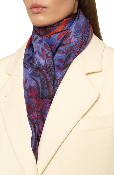 Шелковая шаль орнамент цветы GOURJI, арт. 91147437/554472108, фото 2