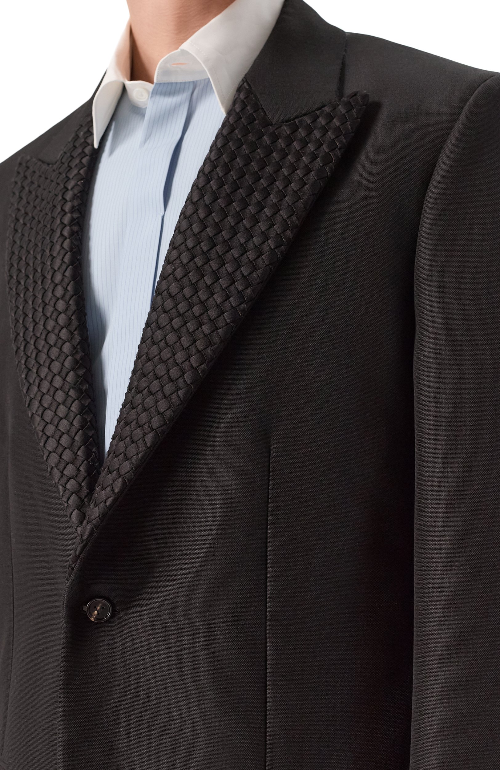 Шерстяной пиджак BOTTEGA VENETA черного цвета по цене 647000 руб., арт. 871226/V60F0, фото 5 Шерстяной пиджак BOTTEGA VENETA, арт. 871226/V60F0, фото 5