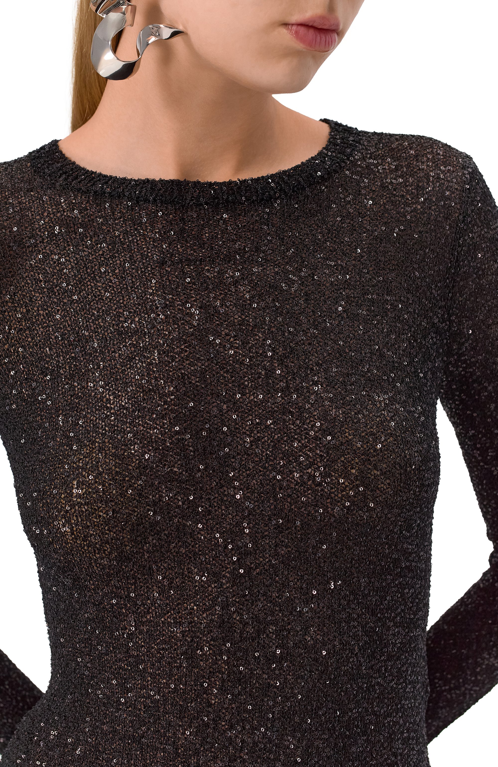 Платье с отделкой пайетками BALENCIAGA черного цвета по цене 236500 руб., арт. 818983/T7196, фото 5 Платье с отделкой пайетками BALENCIAGA, арт. 818983/T7196, фото 5