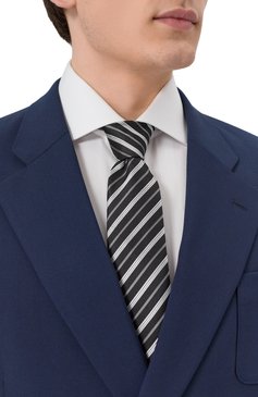 Мужской шелковый галстук EMPORIO ARMANI черного цвета, арт. EM001346/TE13714 | Фото 2 (Нос: Не проставлено; Материал: Шелк, Текстиль; Принт: С принтом)
