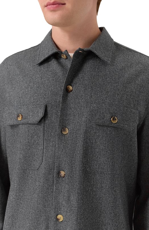 Шерстяная рубашка Brunello Cucinelli M038P0720 Серый  M038P0720 Фото 5