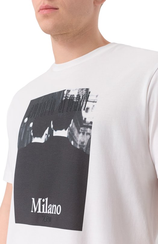 Хлопковая футболка Emporio Armani EM004751/AF23082 Белый  EM004751/AF23082 Фото 5