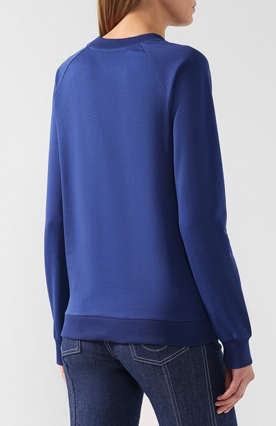 Хлопковый пуловер BALMAIN синего цвета по цене 58550 руб., арт. RF13735/I044, фото 4 Хлопковый пуловер BALMAIN, арт. RF13735/I044, фото 4