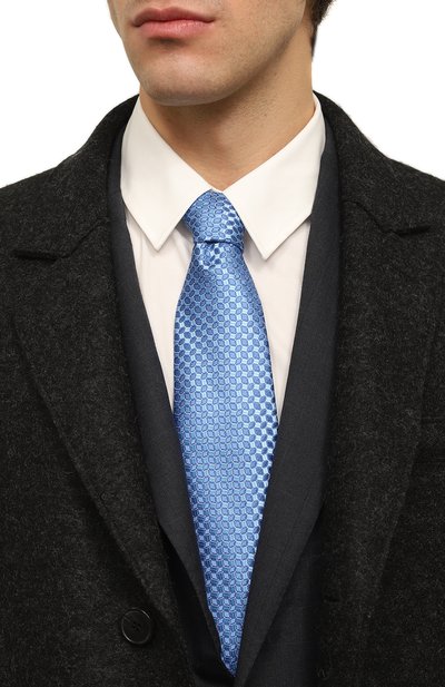 Шелковый галстук ZILLI голубого цвета по цене 32350 руб., арт. 55006, фото 2 Шелковый галстук ZILLI, арт. 55006, фото 2