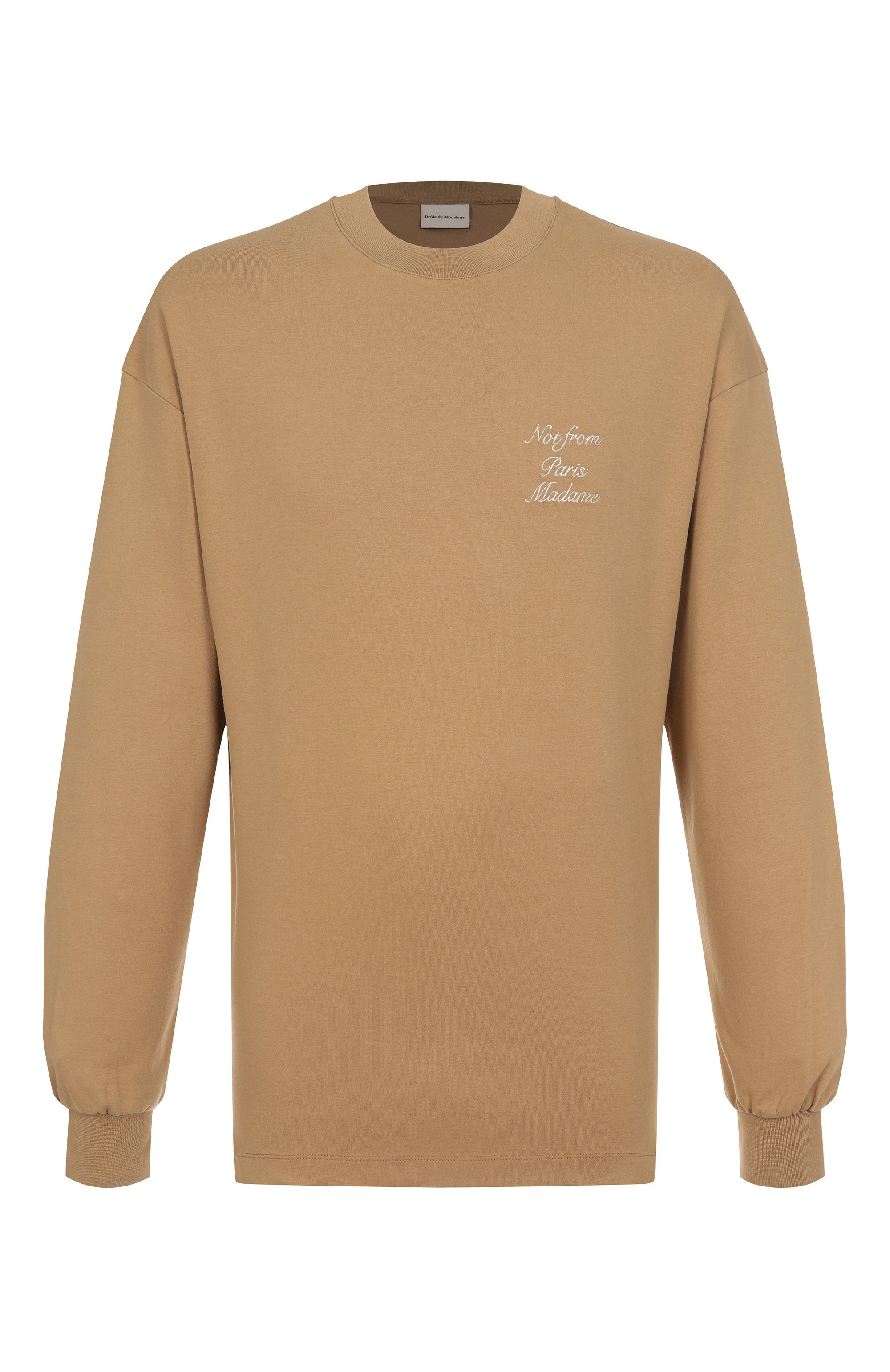 Хлопковый лонгслив DROLE DE MONSIEUR бежевого цвета по цене 16400 руб., арт. E-TS220-C0002-IBN, фото 1 Хлопковый лонгслив DROLE DE MONSIEUR, арт. E-TS220-C0002-IBN, фото 1