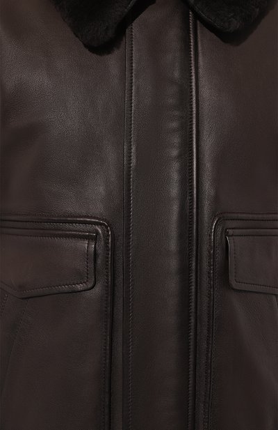 Кожаный бомбер YVES SALOMON темно-коричневого цвета по цене 239000 руб., арт. 25WHV20165AGAN, фото 5 Кожаный бомбер YVES SALOMON, арт. 25WHV20165AGAN, фото 5