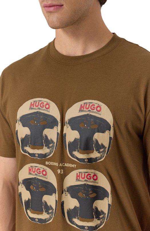 Хлопковая футболка HUGO 50542560 Хаки  50542560 Фото 5