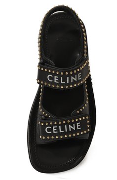 Женские кожаные сандалии leo studded CELINE черного цвета, арт. 35633/3338C | Фото 6 (Подошва: Платформа; Материал внутренний: Натуральная кожа; Каблук высота: Низкий; Материал сплава: Проставлено; Драгоценные камни: Прост�авлено; Материал внешний: Натуральная кожа)