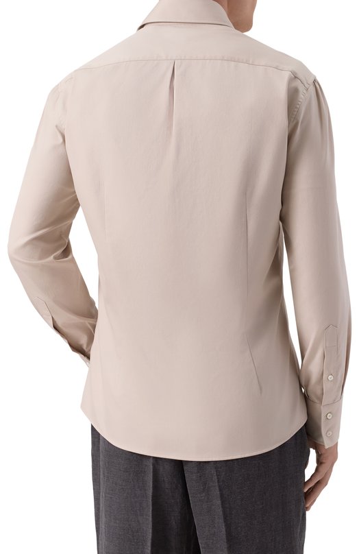 Хлопковая сорочка Brunello Cucinelli MW6041718 Бежевый  MW6041718 Фото 4