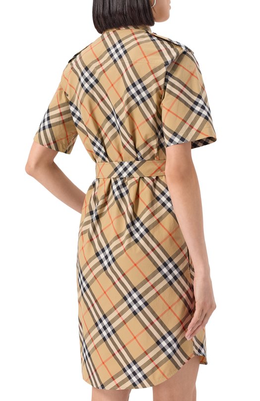 Хлопковое платье Burberry 8111701 Бежевый  8111701 Фото 4
