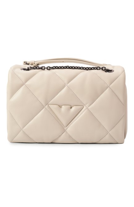 Женская сумка EMPORIO ARMANI кремвого цвета, арт. Y3B208/YWJ8I | Фото 1 (Драгоценные камни: Проставлено; Материал: Текстиль; Материал сплава: Проставлено; Размер: medium; Ремень/цепочка: На ремешке)