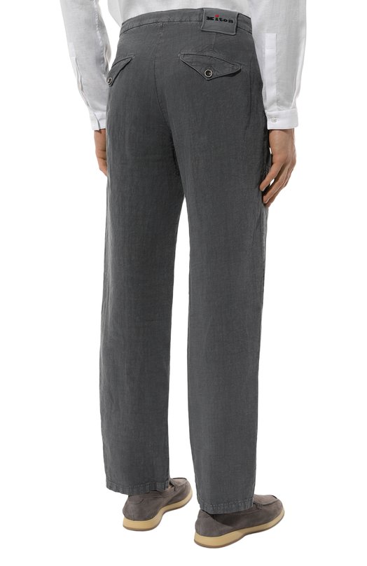 Льняные брюки Kiton UFPANTK0605D Серый  UFPANTK0605D Фото 4