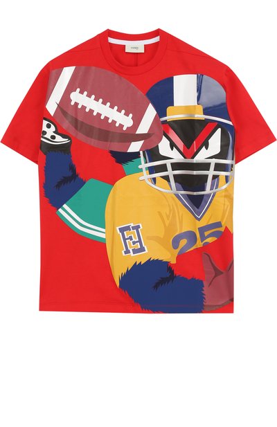 Хлопковая футболка с принтом FENDI, арт. JMI164/7AJ/10A-12A, фото 1