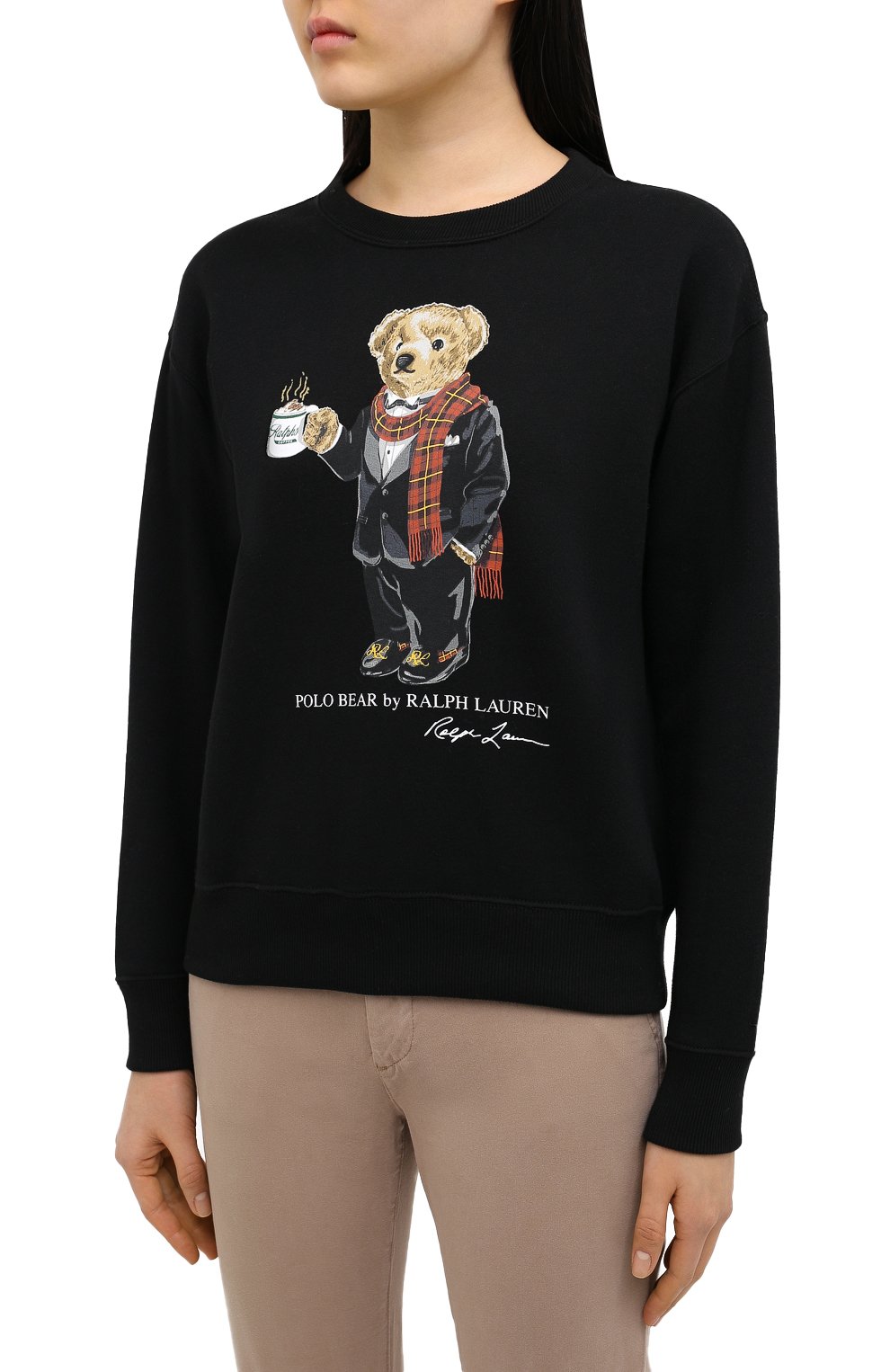 Хлопковый свитшот POLO RALPH LAUREN черного цвета по цене 19950 руб., арт. 211823689, фото 3 Хлопковый свитшот POLO RALPH LAUREN, арт. 211823689, фото 3