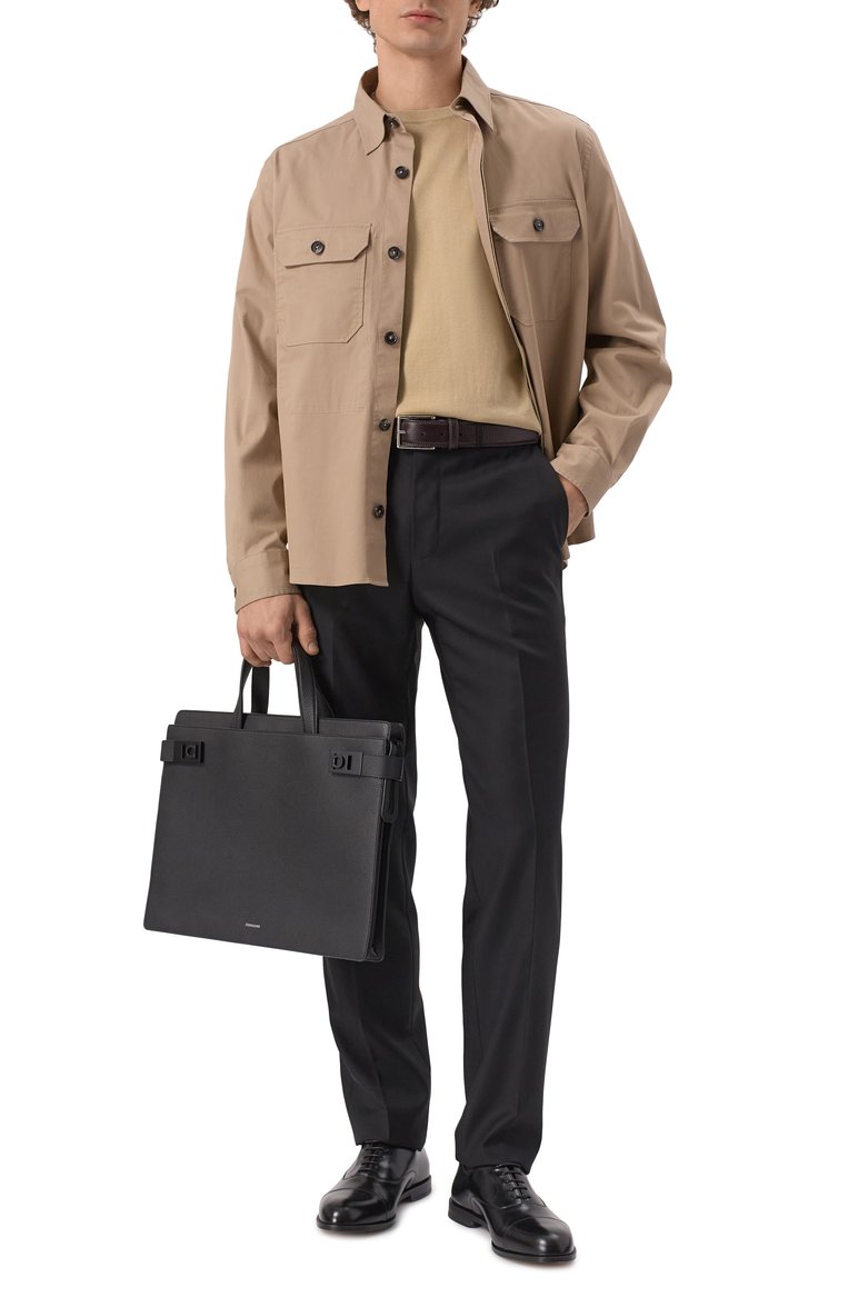 Мужской портфель FERRAGAMO черного цвета, арт. 241258/763935 | Фото 7 (Материал: Натуральная кожа; Размер: large; Сумки-технические: Портфели; Автоматизация ТО: Проставлено; Автоматизация состава: Проставлено)