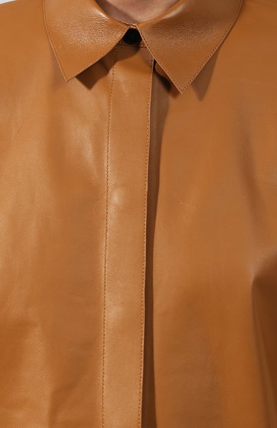 Кожаная рубашка THEORY коричневого цвета по цене 75150 руб., арт. J0600510, фото 5 Кожаная рубашка THEORY, арт. J0600510, фото 5