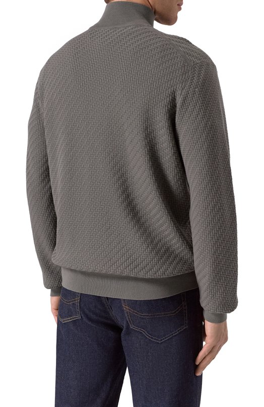 Джемпер из хлопка и шелка Brioni UMS70L-PAK22 Серый  UMS70L-PAK22 Фото 4