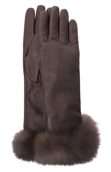 Женские кожаные перчатки с отделкой из меха соболя BLACK SABLE, арт. BS-ACSGL-EB