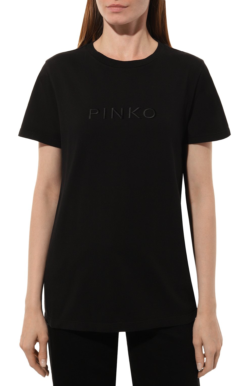 Хлопковая футболка PINKO черного цвета по цене 6700 руб., арт. 101752/A227, фото 3 Хлопковая футболка PINKO, арт. 101752/A227, фото 3