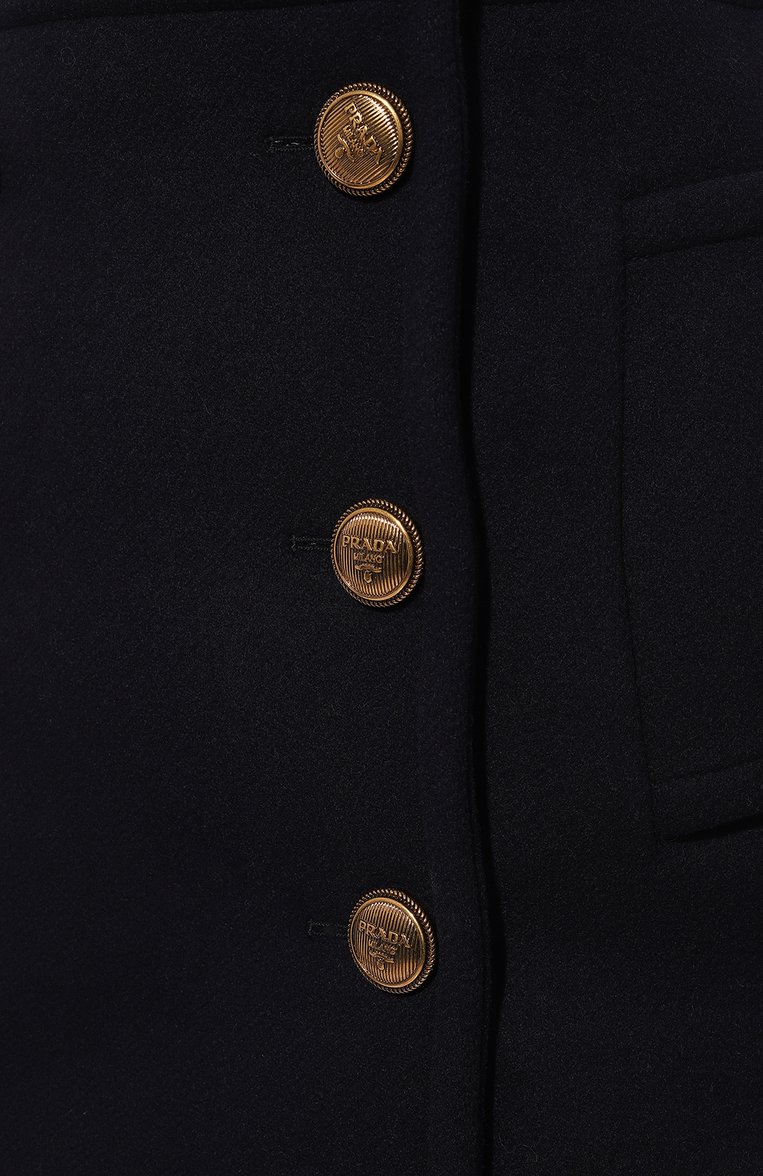 Женская юбка из шерсти и кашемира PRADA синего цвета, арт. P187T-10VD-F0008-212 | Фото 5 (Длина Ж (юбки, платья, шорты): Мини; Материал внешний: Шерсть; Женское Кросс-КТ: Юбка-одежда; Стили: Кэжуэл)