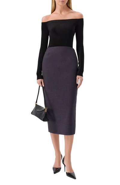 Шерстяная юбка MUGLER синего цвета по цене 127500 руб., арт. 26F1JU06001042, фото 2 Шерстяная юбка MUGLER, арт. 26F1JU06001042, фото 2