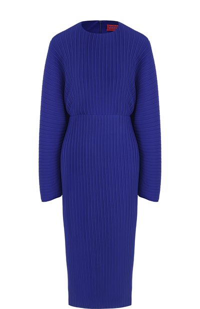 Однотонное плиссированное платье-миди с объемными рукавами SOLACE LONDON, арт. 0S1897, фото 1