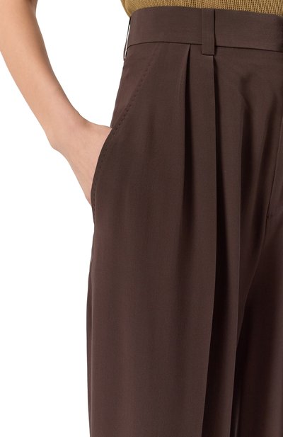 Шелковые брюки PETAR PETROV темно-коричневого цвета по цене 163000 руб., арт. S25P7, фото 5 Шелковые брюки PETAR PETROV, арт. S25P7, фото 5